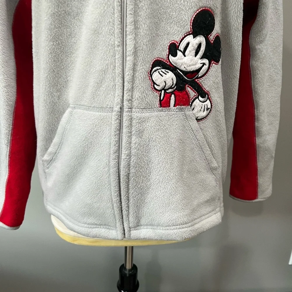 Mickey Mouse Wonderful World of Disney Gray & Red Fleece Full Zip Hoodie…‎